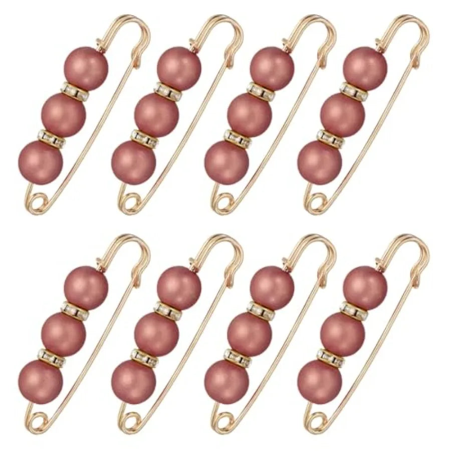 Pearl Crystal Safety Pin Brooch Decorative Fashion Clothing Accessory