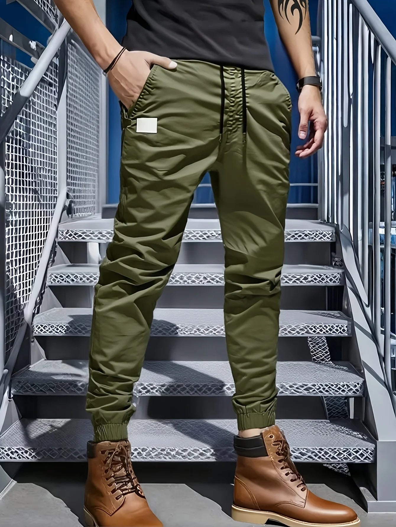 Winthunder Men Multi Pocket Loose Fit Utility Work Pants