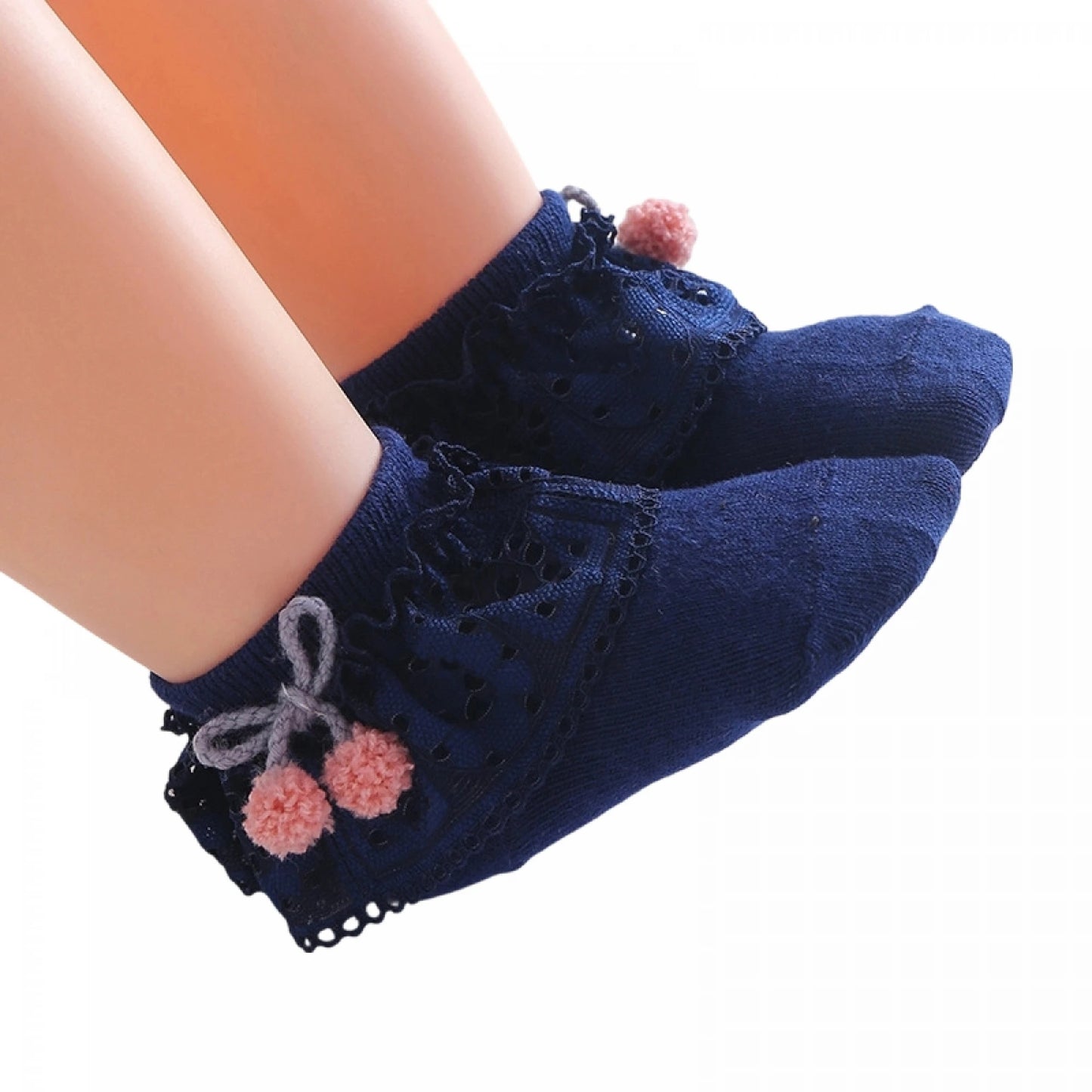 Breathable Nylon Lace Trim Ruffled Ankle Socks For Baby Girls