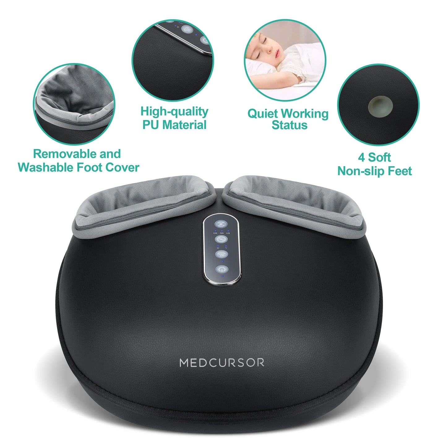 Medcursor Shiatsu Heated Foot Massager With Wrap Around Rollers