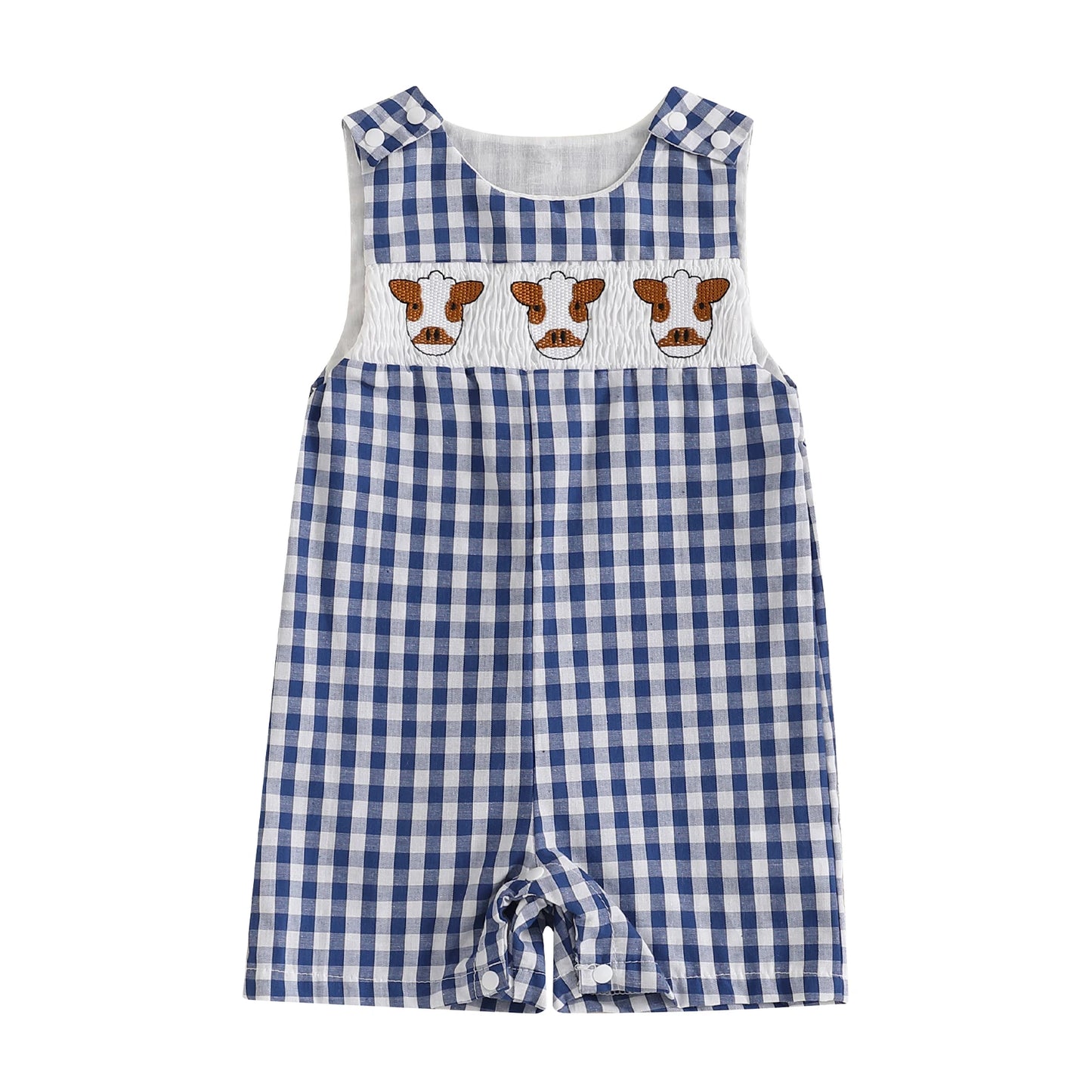 Cotton Polyester Baby Romper With Embroidery And Buttons