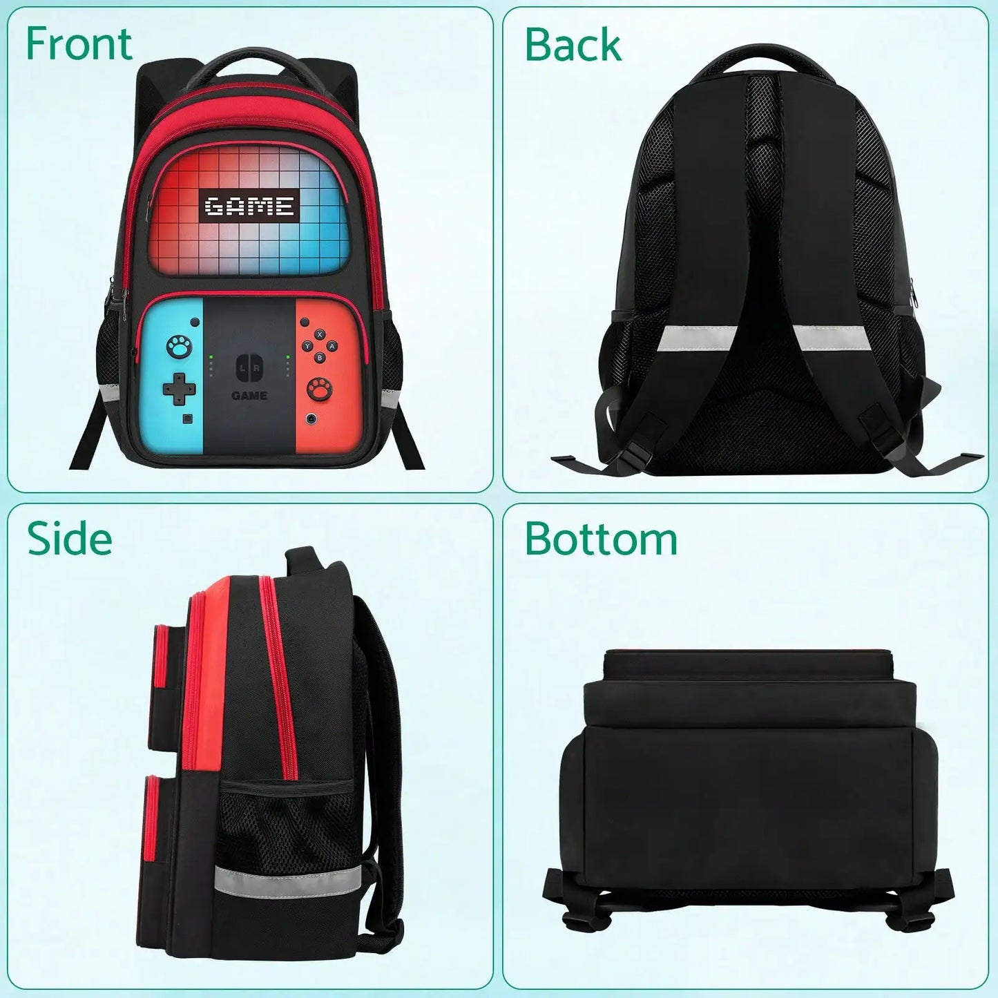 Kids Student Gamer Backpack Lightweight School Bookbag