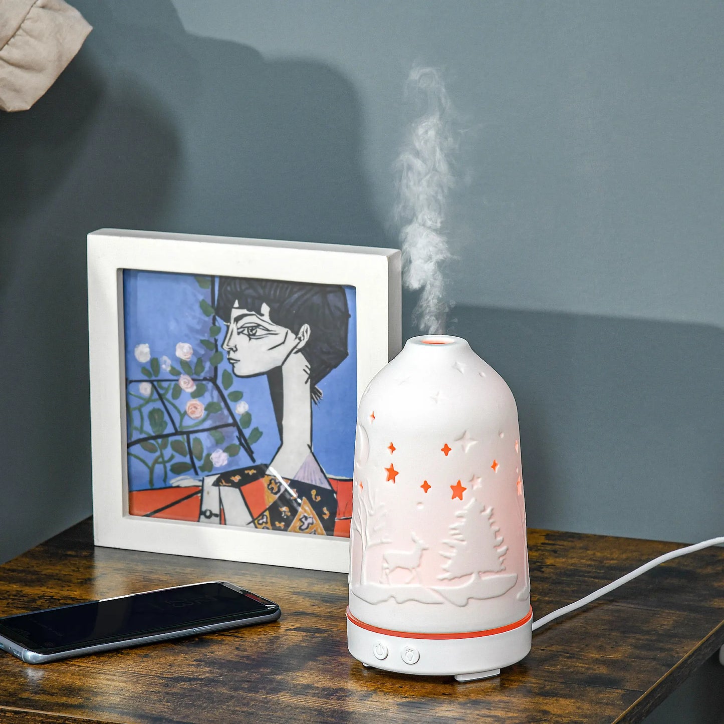 Ultrasonic Aromatherapy Diffuser With Ceramic Cover And Timer For Home