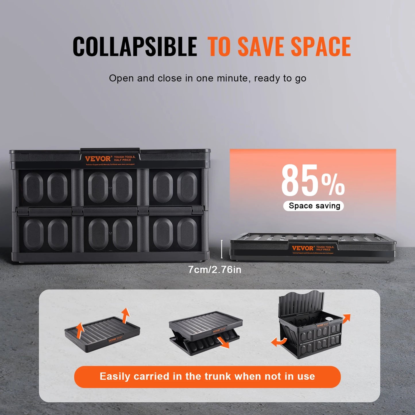 Set Of 3 Stackable Collapsible Storage Bins With Lids