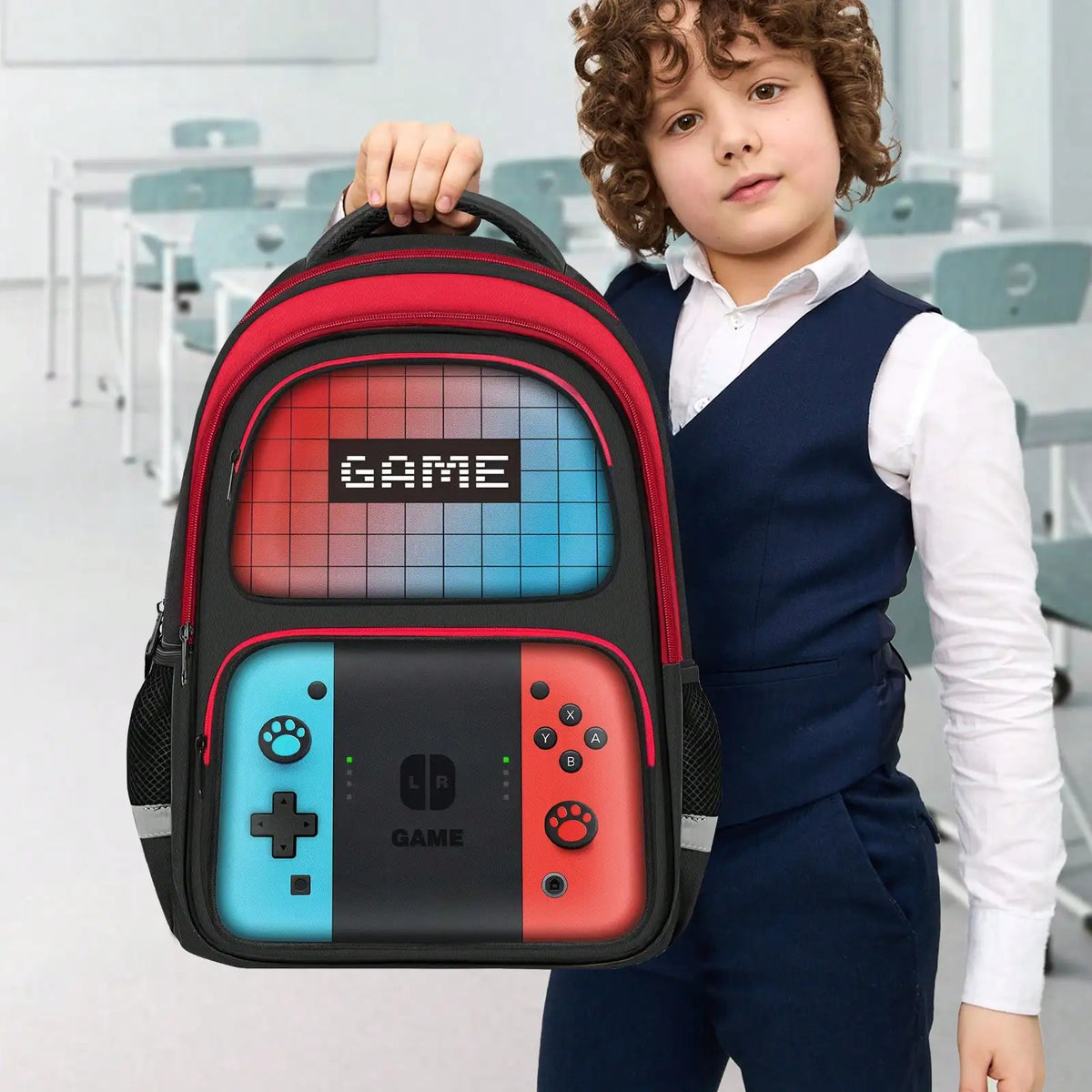 Kids Student Gamer Backpack Lightweight School Bookbag