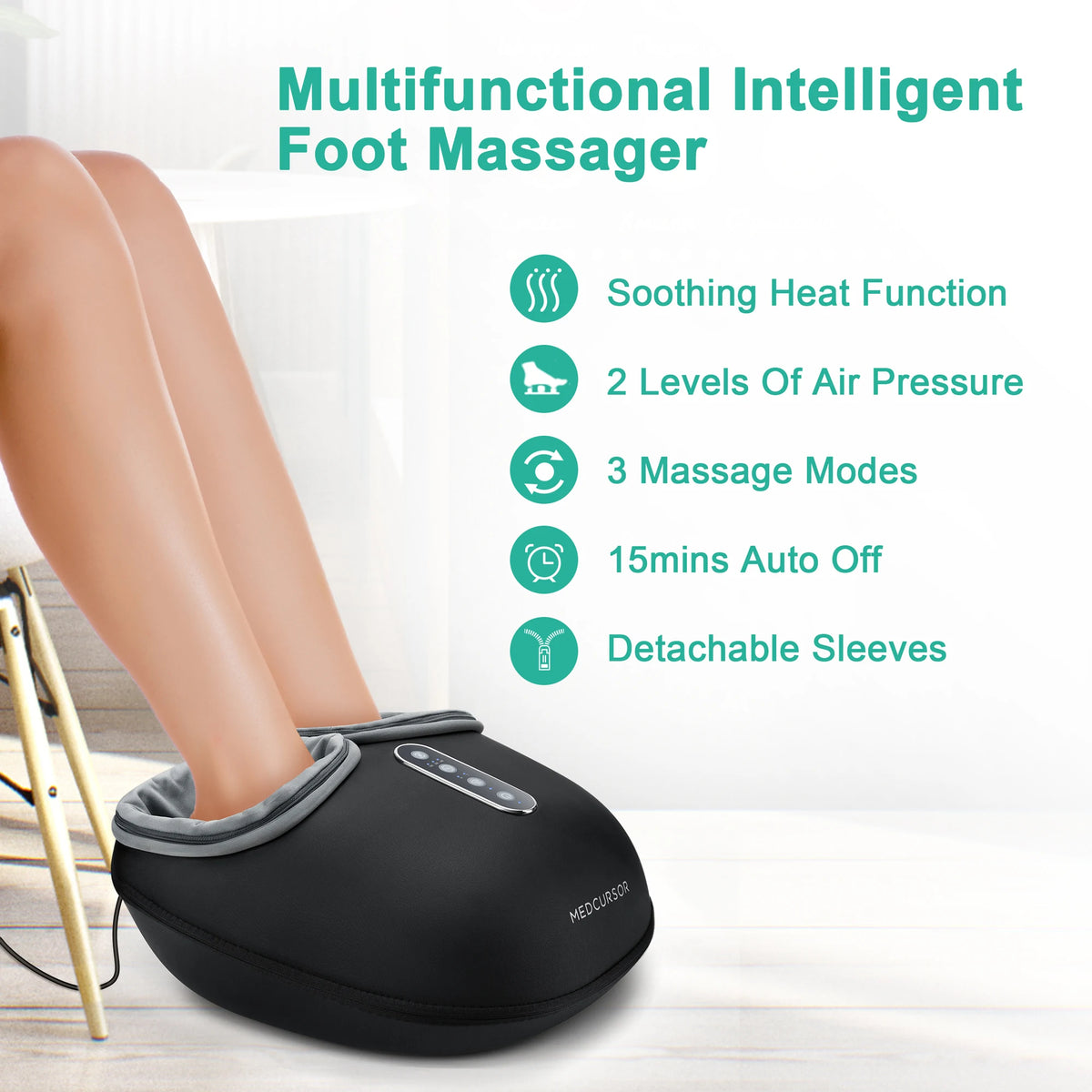 Medcursor Shiatsu Heated Foot Massager With Wrap Around Rollers