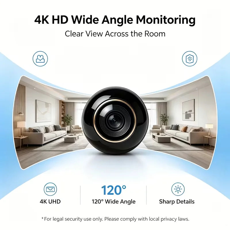 Mini 4K WiFi Monitoring Camera Featuring Night Vision And Audio