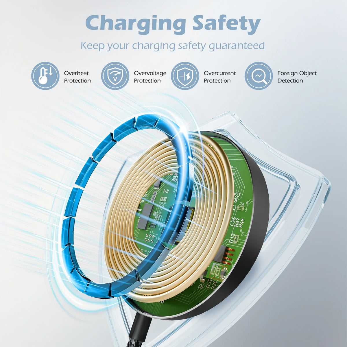 Magnetic Wireless Charger Fast Charging Pad With Cable For iPhone