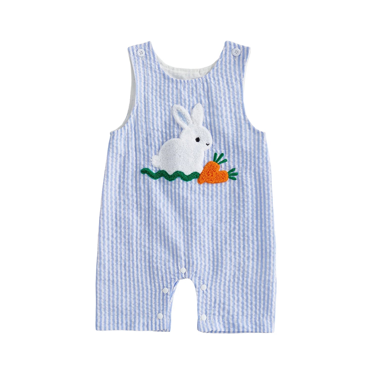Cotton Polyester Baby Romper With Embroidery And Buttons