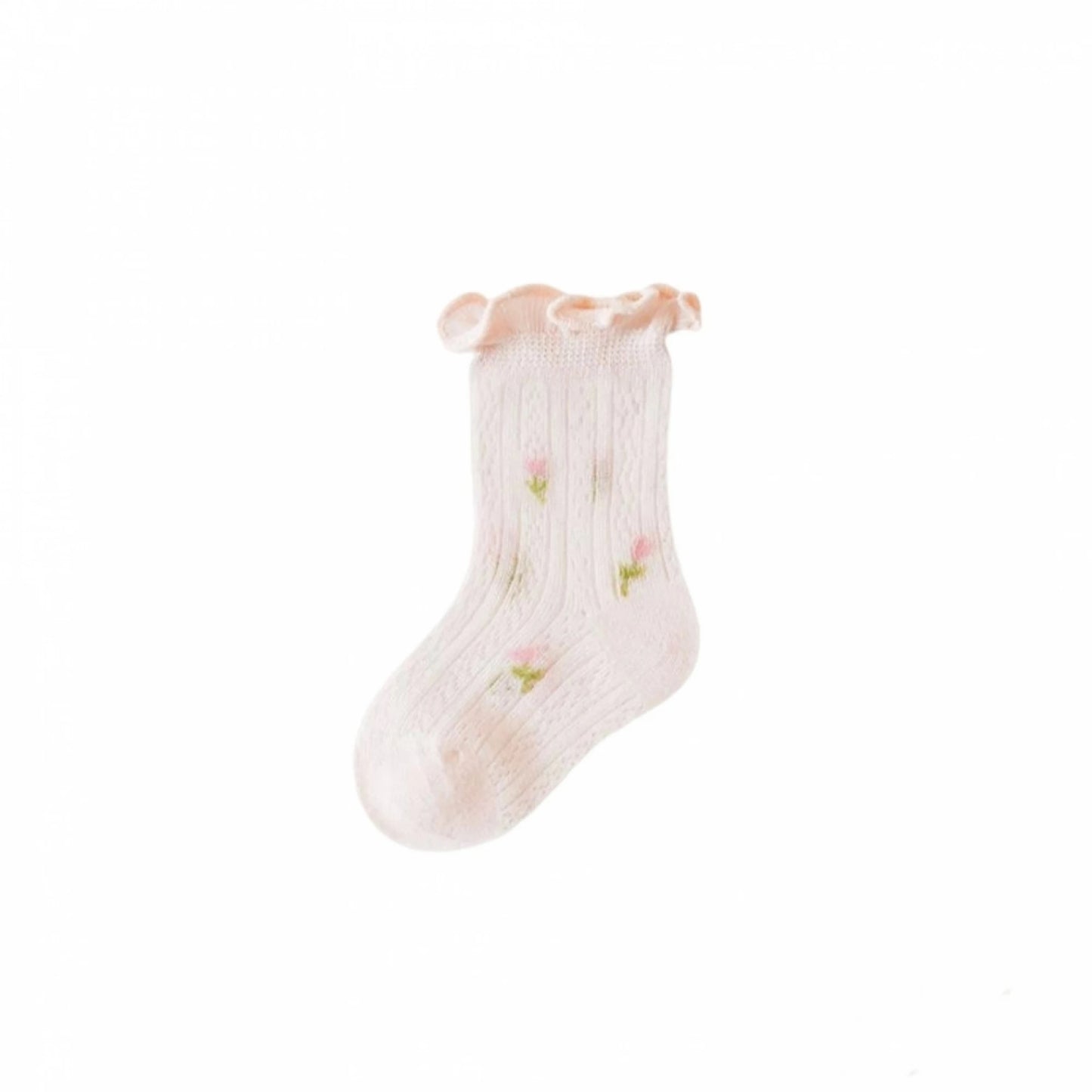 Soft Breathable Floral Mesh Crew Socks For Baby Girls