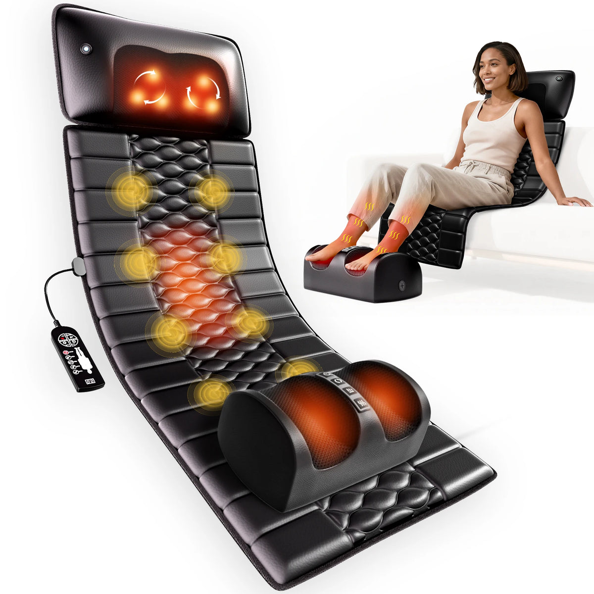 HOMEMASSA Shiatsu Full Body Massage Mat With Heat And Vibration