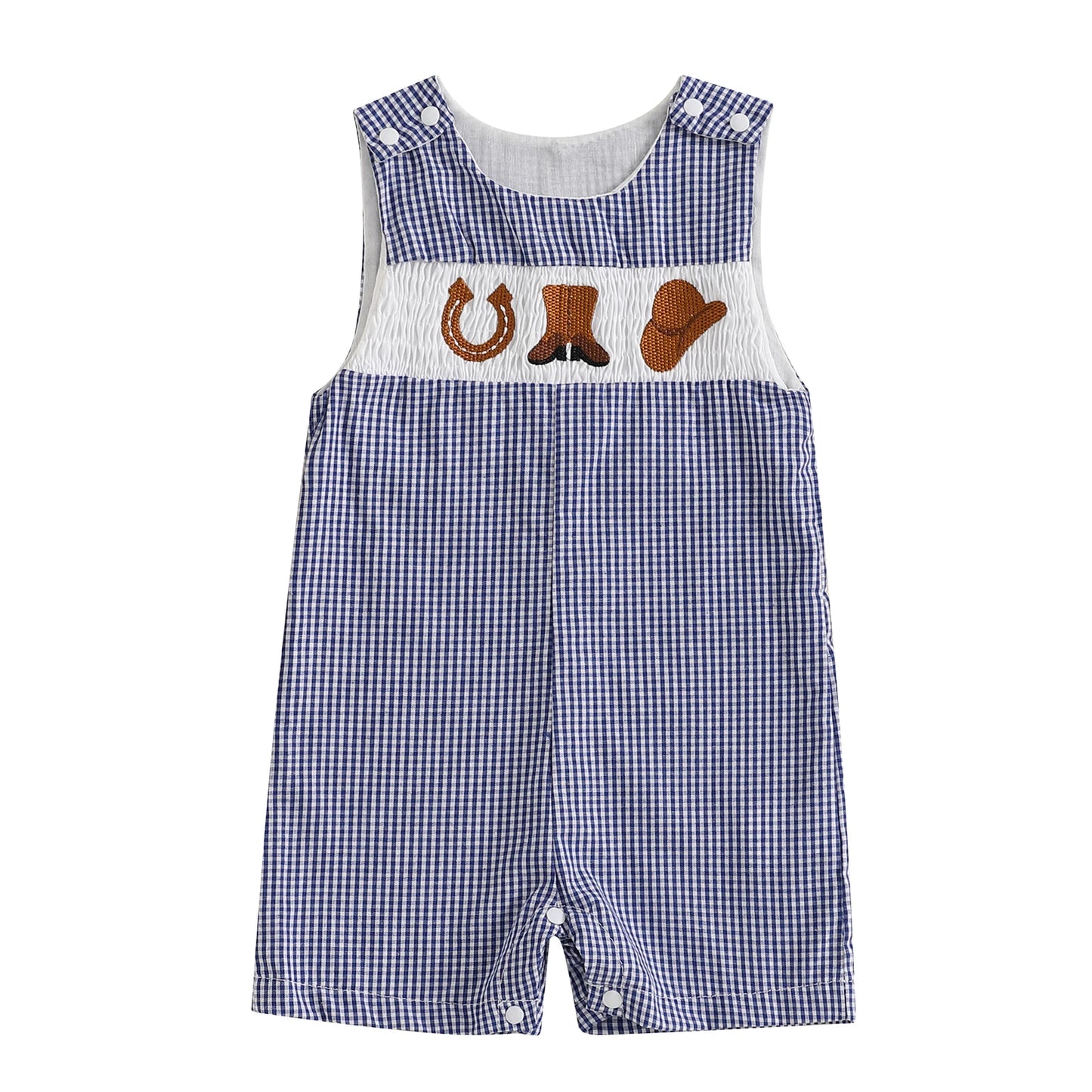 Cotton Polyester Baby Romper With Embroidery And Buttons