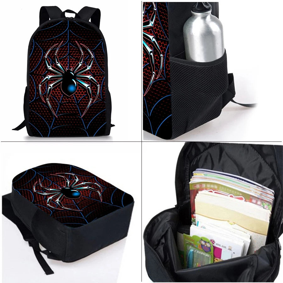 Classic 3D Cartoon Spider Design School Backpack For Children