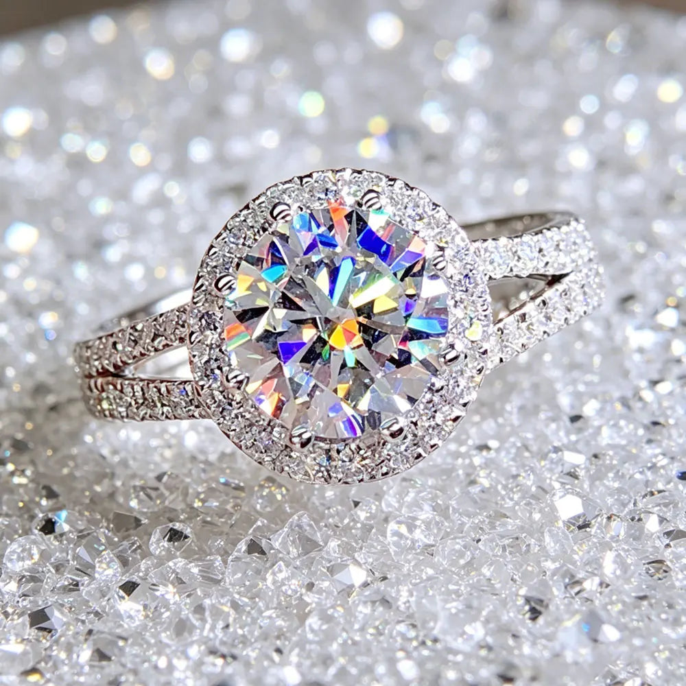 Lyee Cyee 925 Sterling Silver Moissanite Fine Engagement Ring
