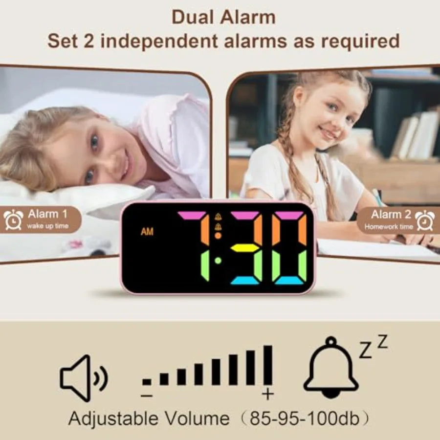 Loud Digital Dual Alarm Clock With Night Light Large Display