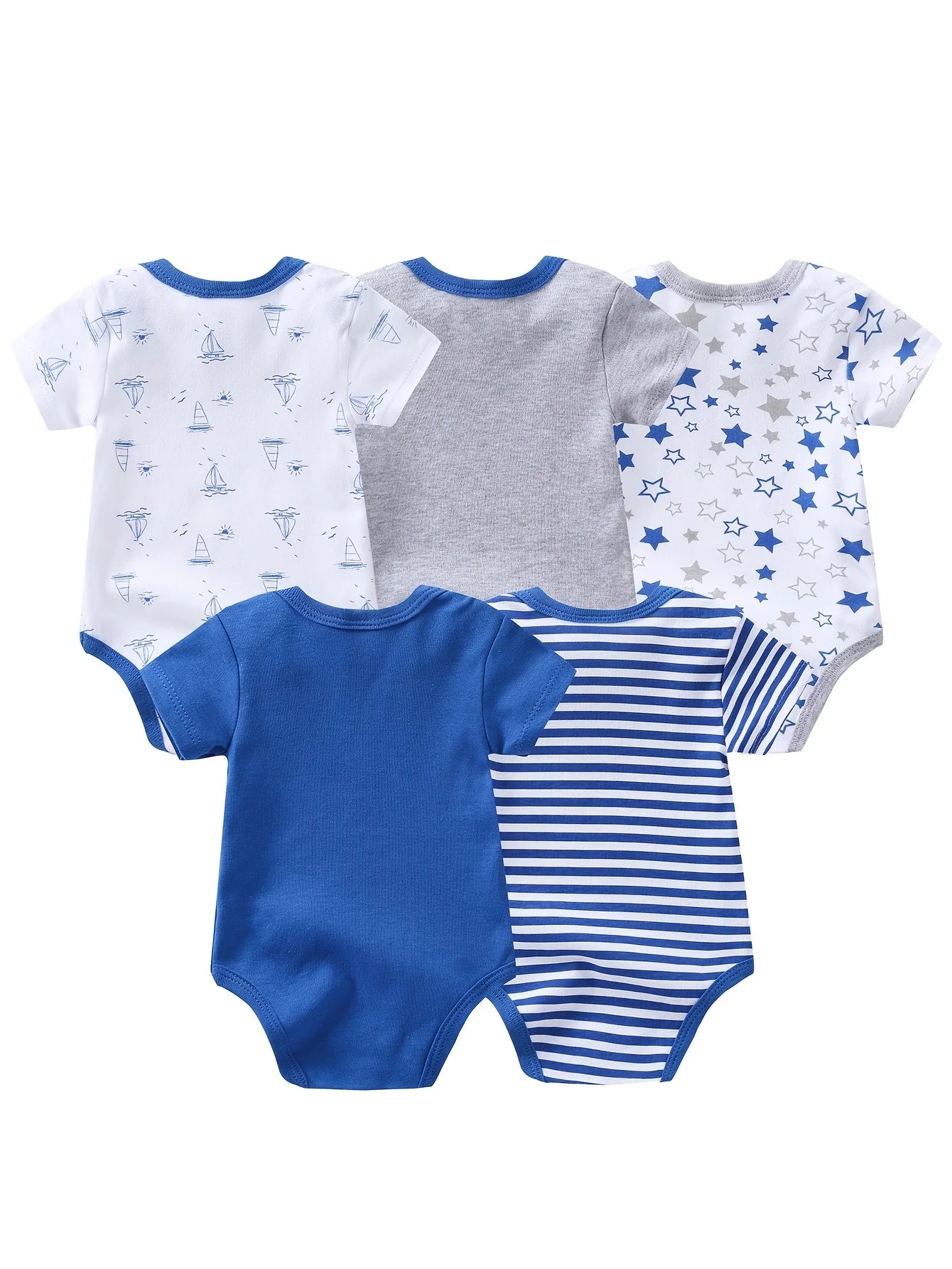 Baby Boy Short Sleeve Romper Set Sailboat Cotton Onesies