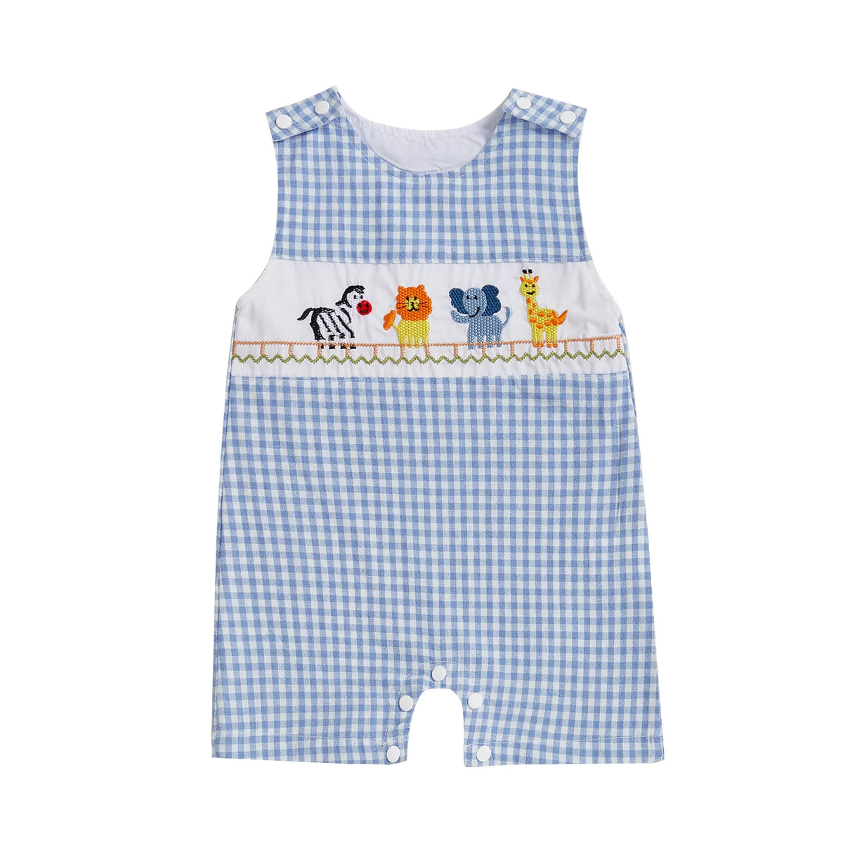 Cotton Polyester Baby Romper With Embroidery And Buttons