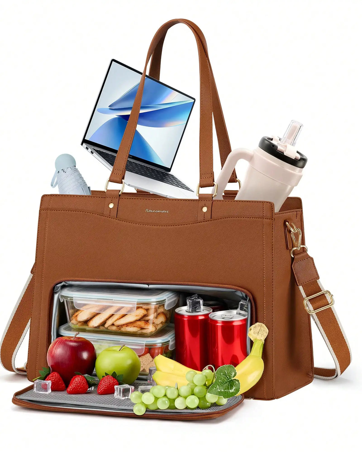 Professional Water Resistant Laptop Tote With Insulated Lunch Bag