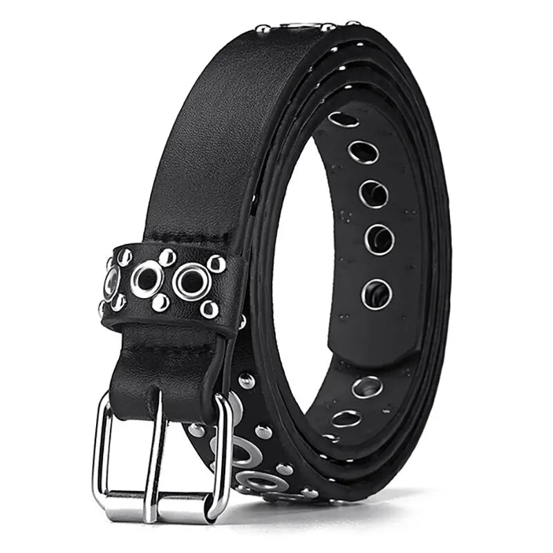 Womens Rivet Thin Belt With Needle Buckle Fashionable Y2K Style