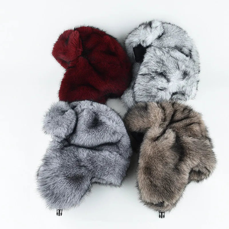 Premium Faux Mink Lei Feng Winter Hat With Plush Ears