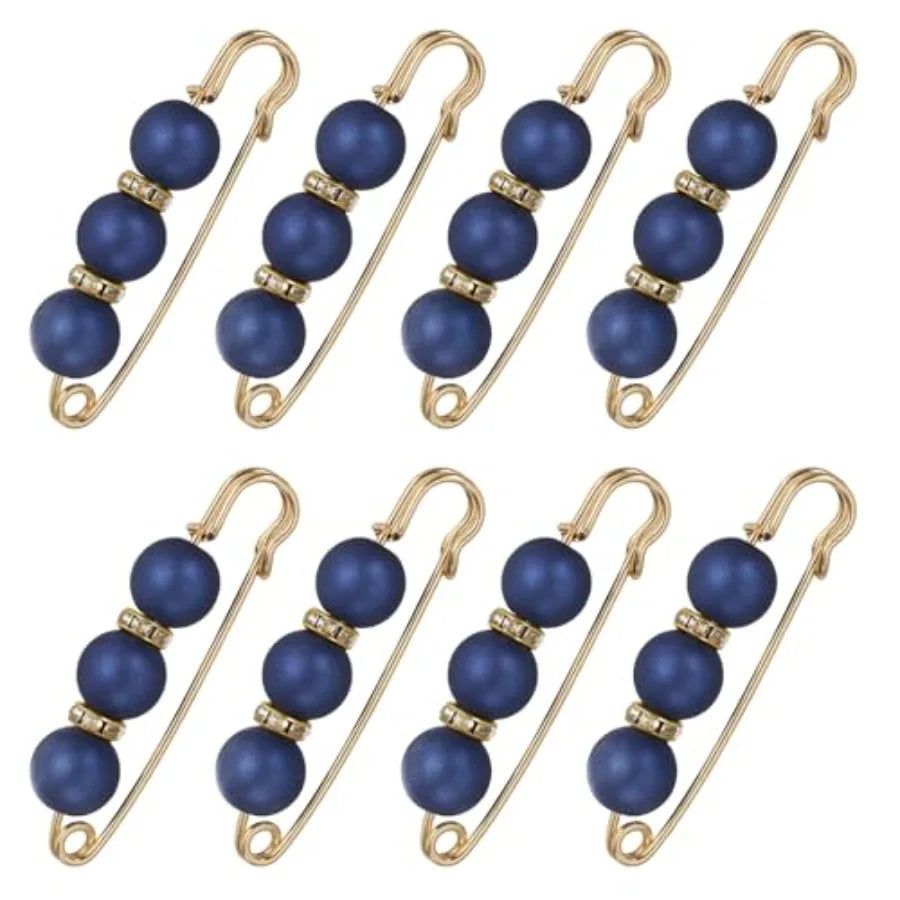 Pearl Crystal Safety Pin Brooch Decorative Fashion Clothing Accessory