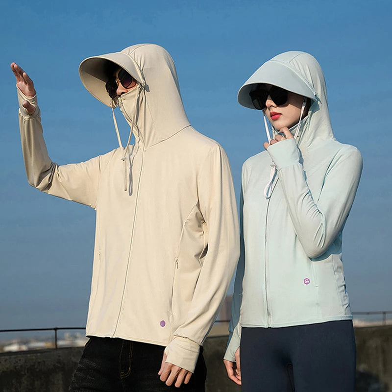 Unisex Breathable Outdoor Sunscreen Jacket Polyester Windproof Coat