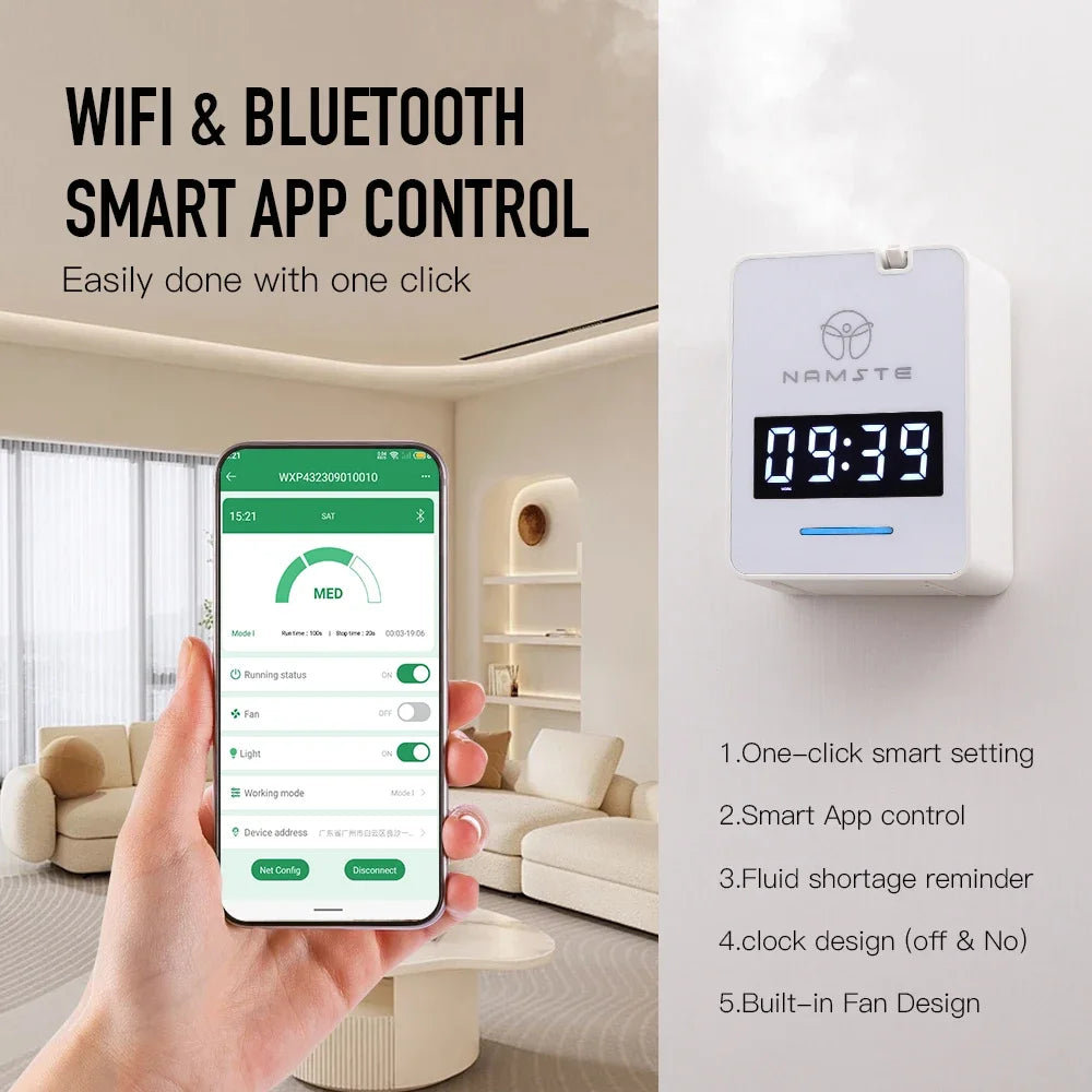 Namste Wall Mount Essential Oil Aroma Diffuser Bluetooth Control
