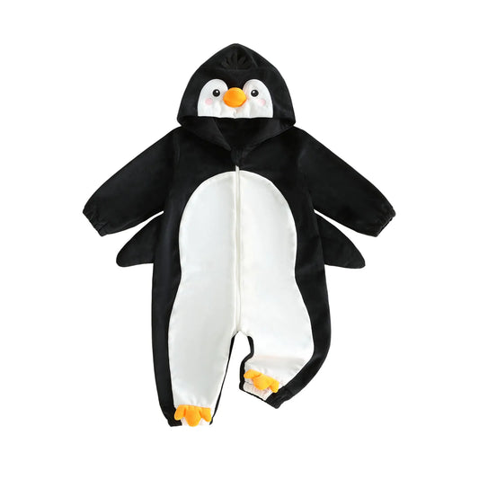Pudcoco Infant Hooded Plush Romper Cartoon Animal Winter Jumpsuit
