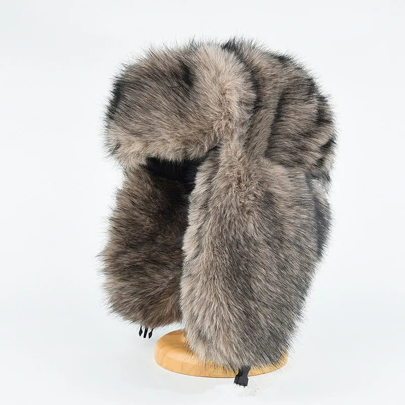 Premium Faux Mink Lei Feng Winter Hat With Plush Ears