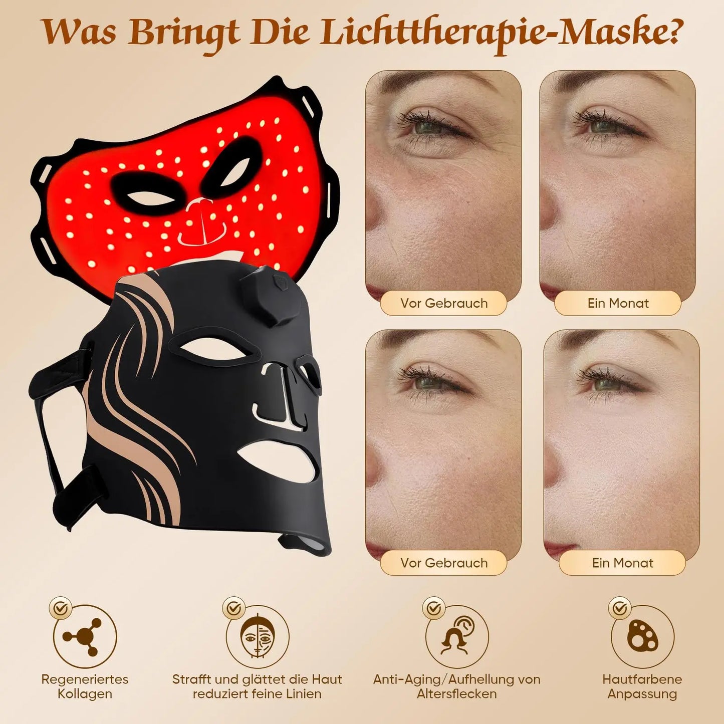 UBilli LED Face Mask Red Light Therapy Anti Aging Skincare