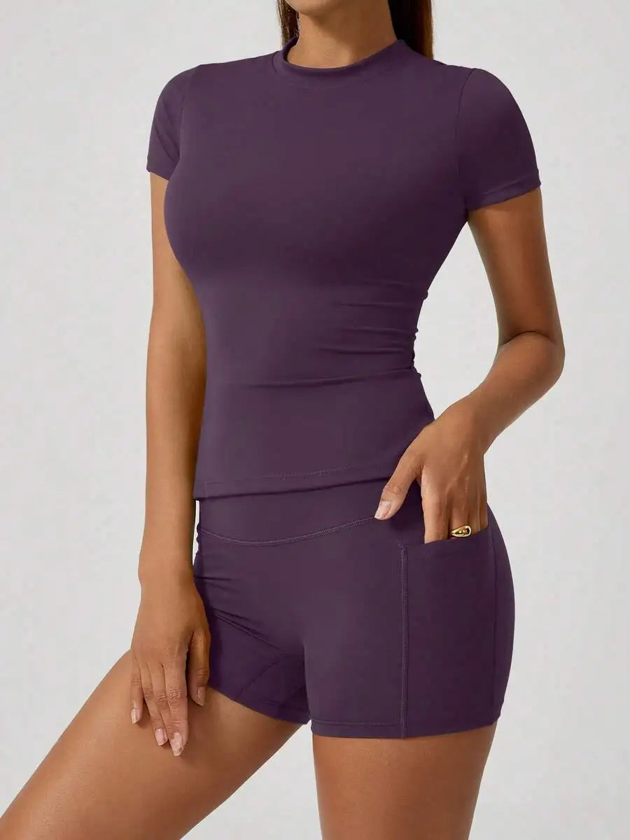 Women's Seamless High Waist Tummy Control Yoga Shorts Set