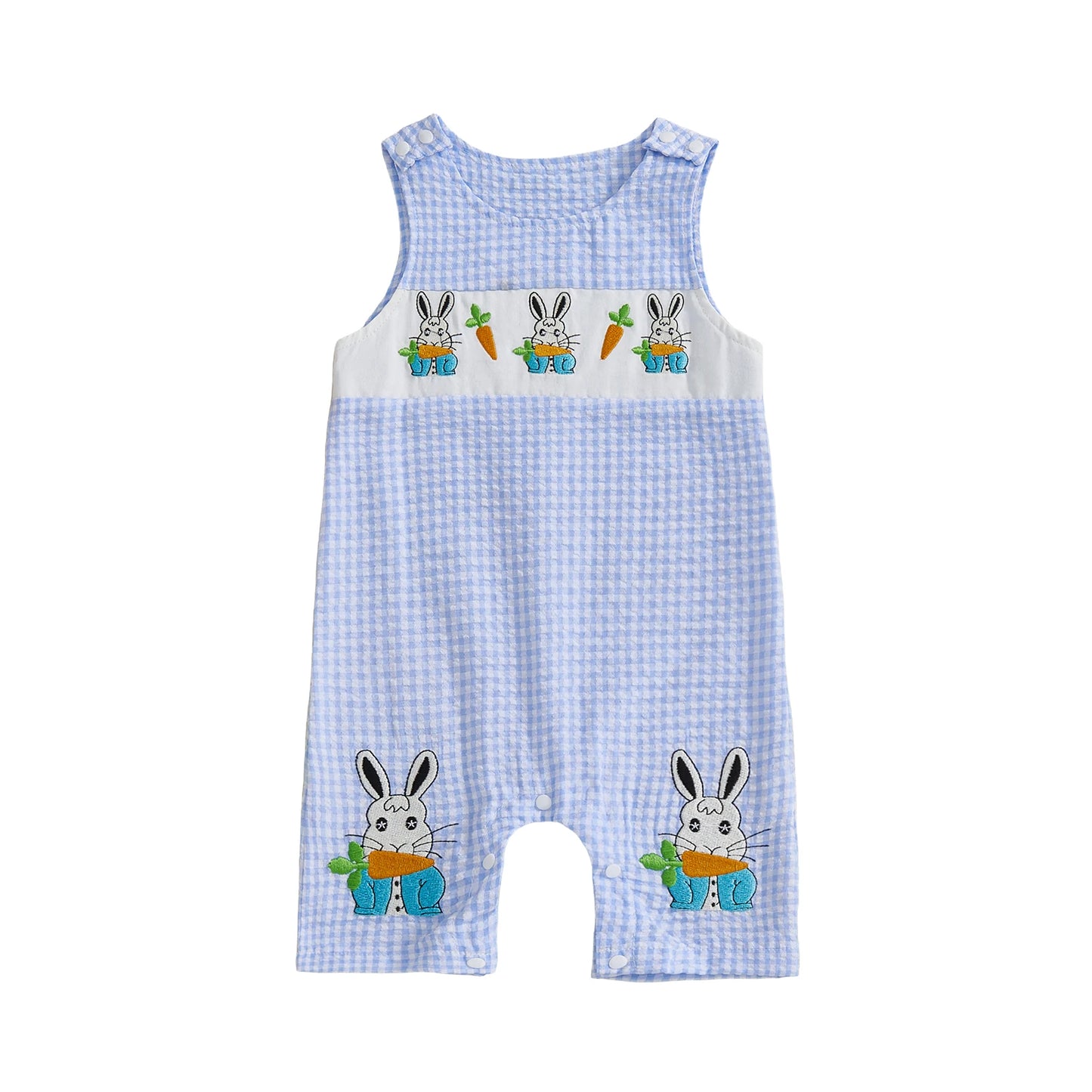 Cotton Polyester Baby Romper With Embroidery And Buttons
