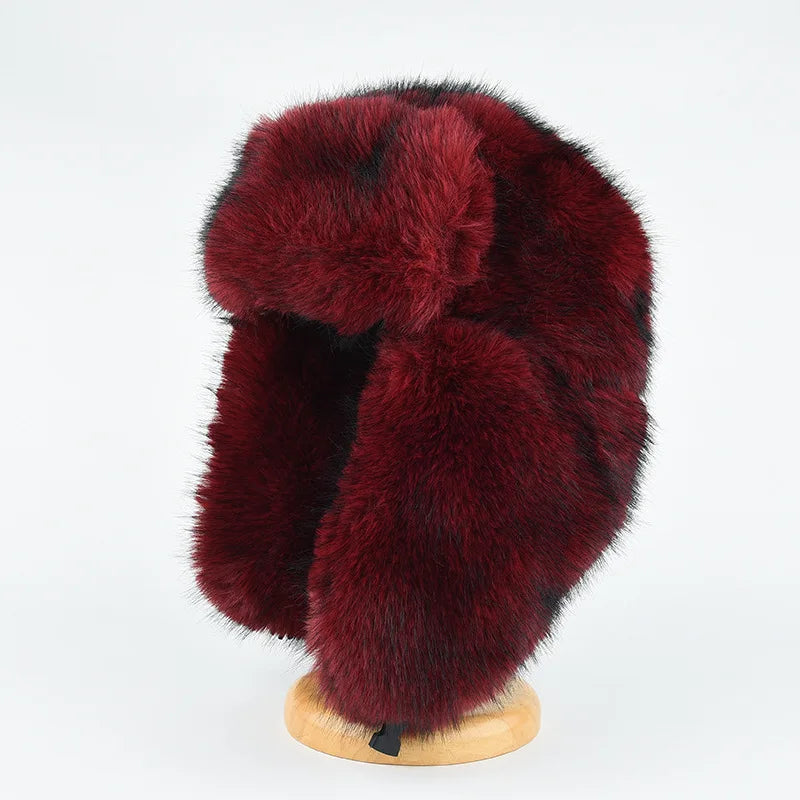 Premium Faux Mink Lei Feng Winter Hat With Plush Ears