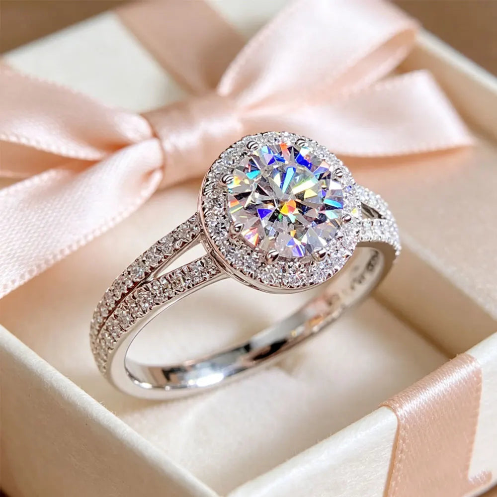 Lyee Cyee 925 Sterling Silver Moissanite Fine Engagement Ring
