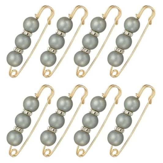 Pearl Crystal Safety Pin Brooch Decorative Fashion Clothing Accessory