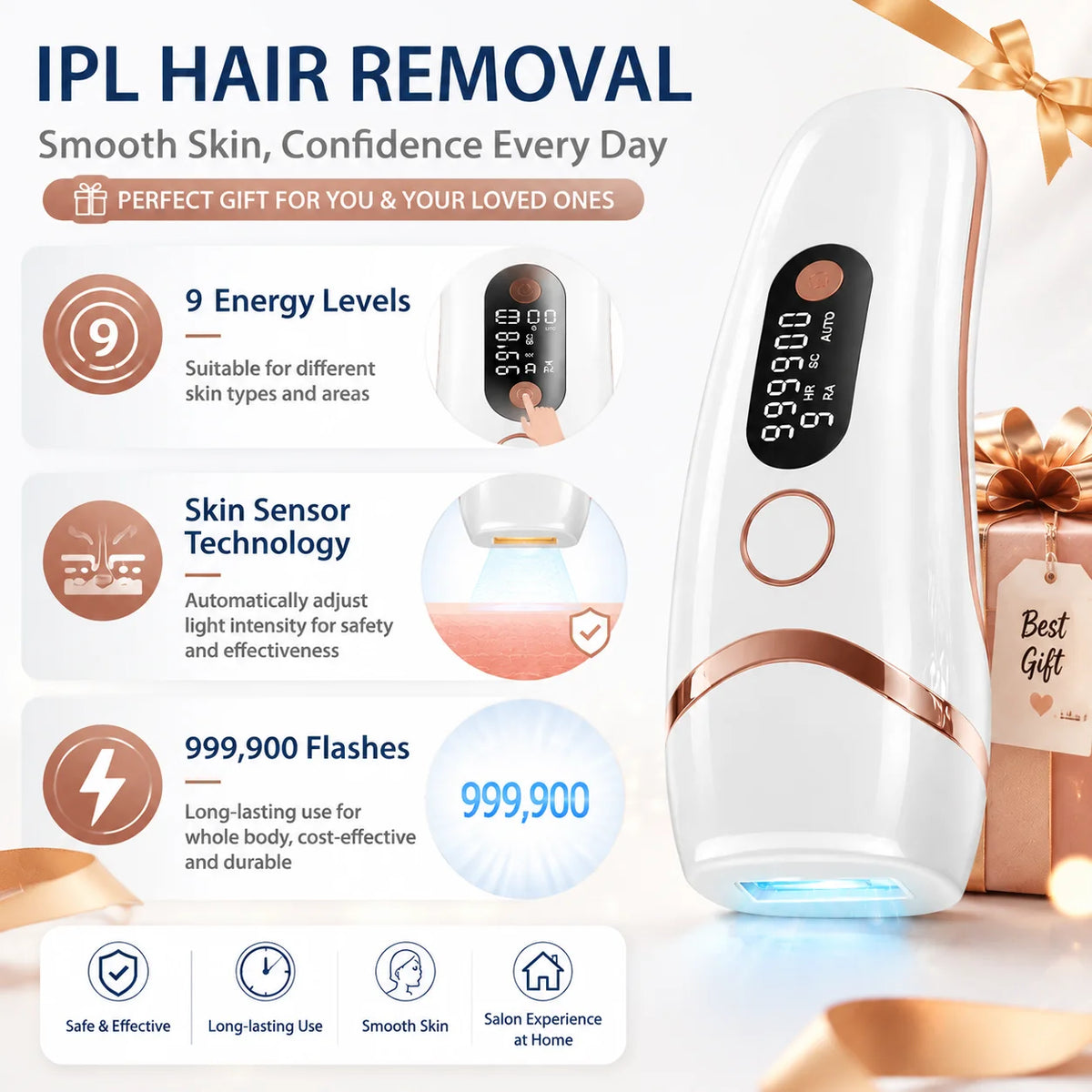 LYSMOSKI Unlimited Flashes IPL Hair Removal Device For Home Use