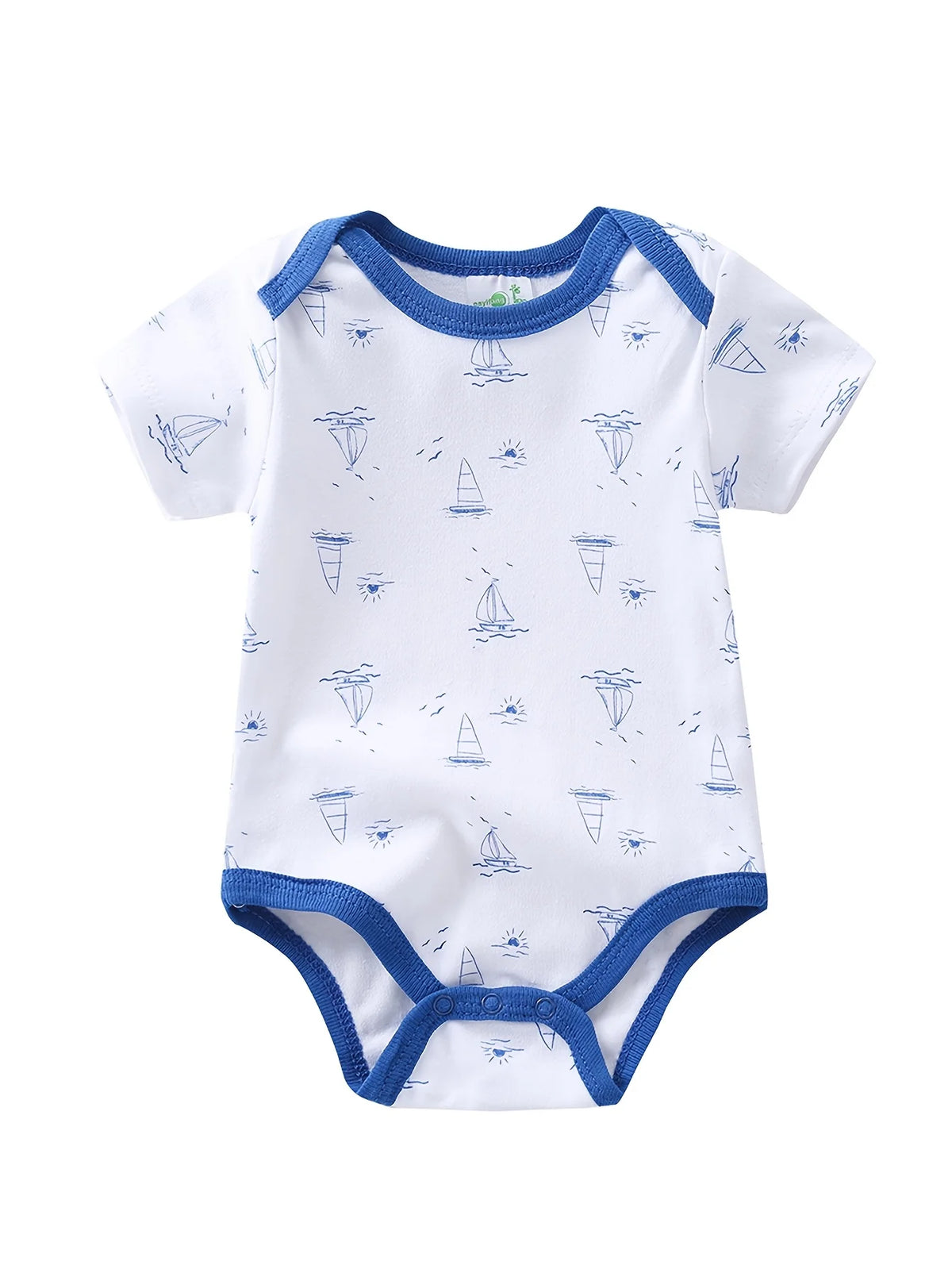 Baby Boy Short Sleeve Romper Set Sailboat Cotton Onesies