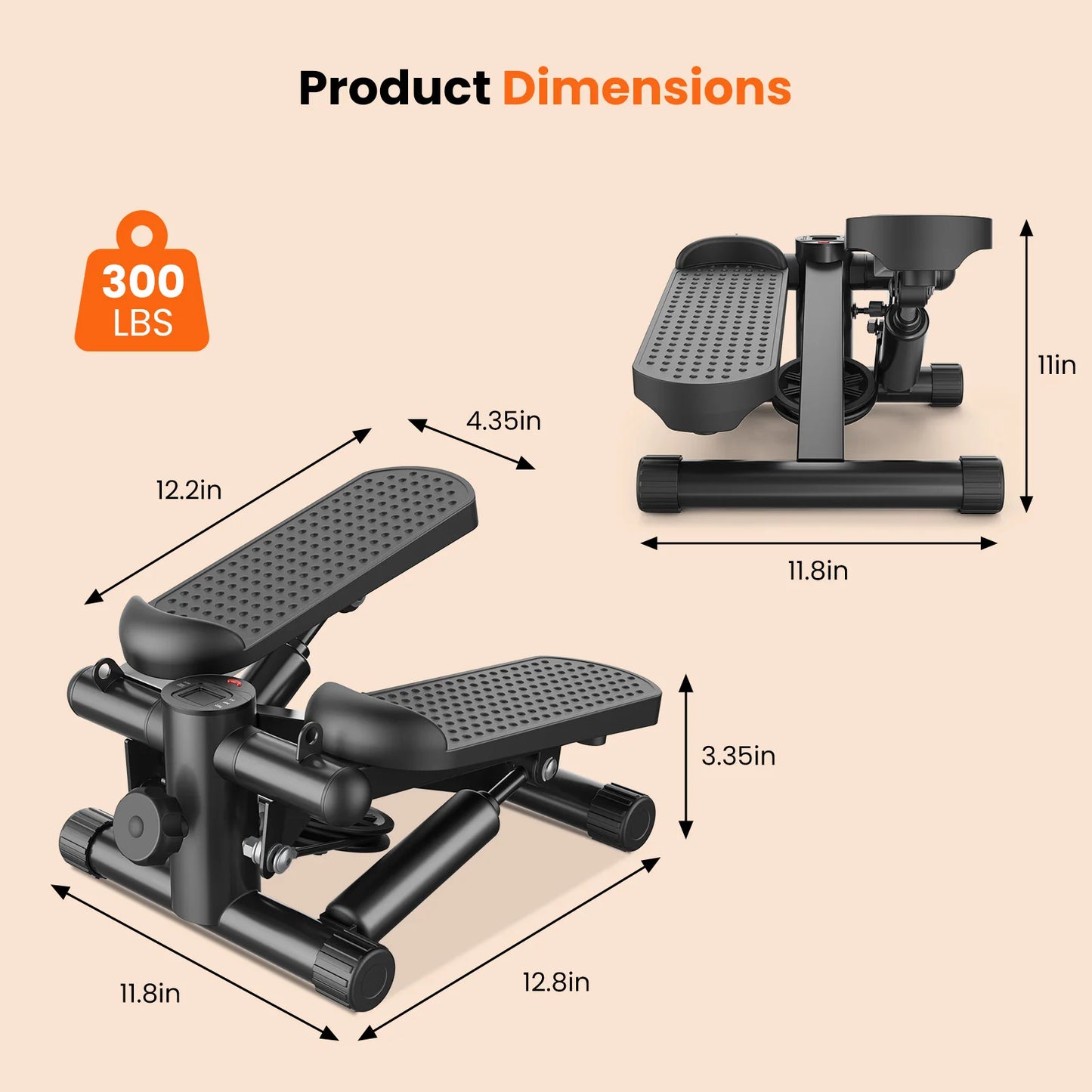 Compact Hydraulic Mini Stepper With Resistance Bands For Home Fitness