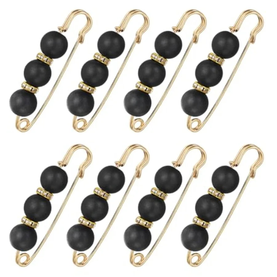 Pearl Crystal Safety Pin Brooch Decorative Fashion Clothing Accessory