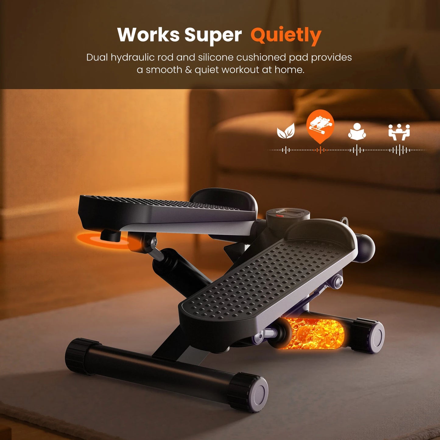Compact Hydraulic Mini Stepper With Resistance Bands For Home Fitness