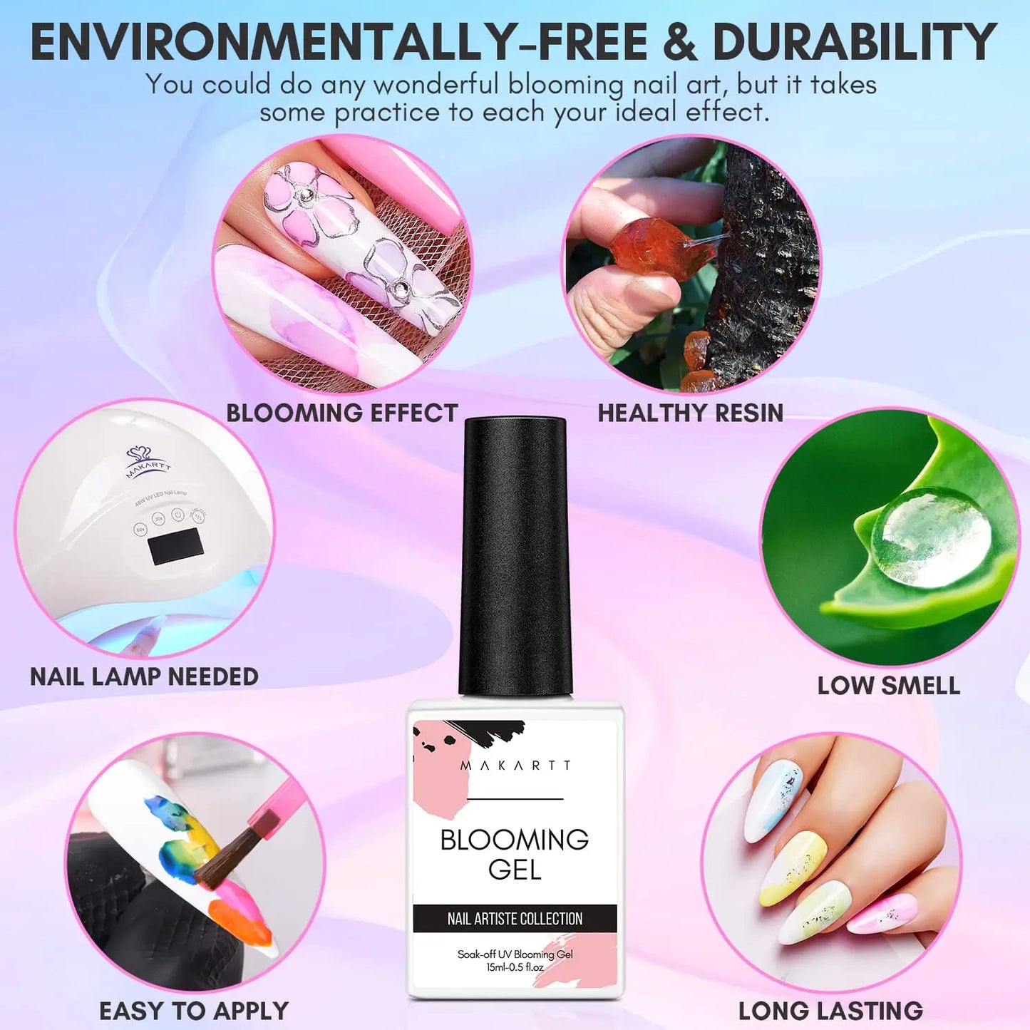 Makartt Clear Blooming Gel Long Lasting Soak Off Nail Polish