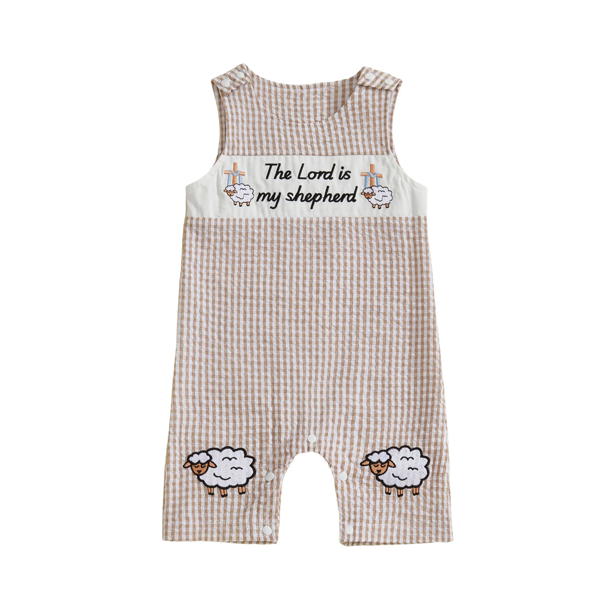 Cotton Polyester Baby Romper With Embroidery And Buttons