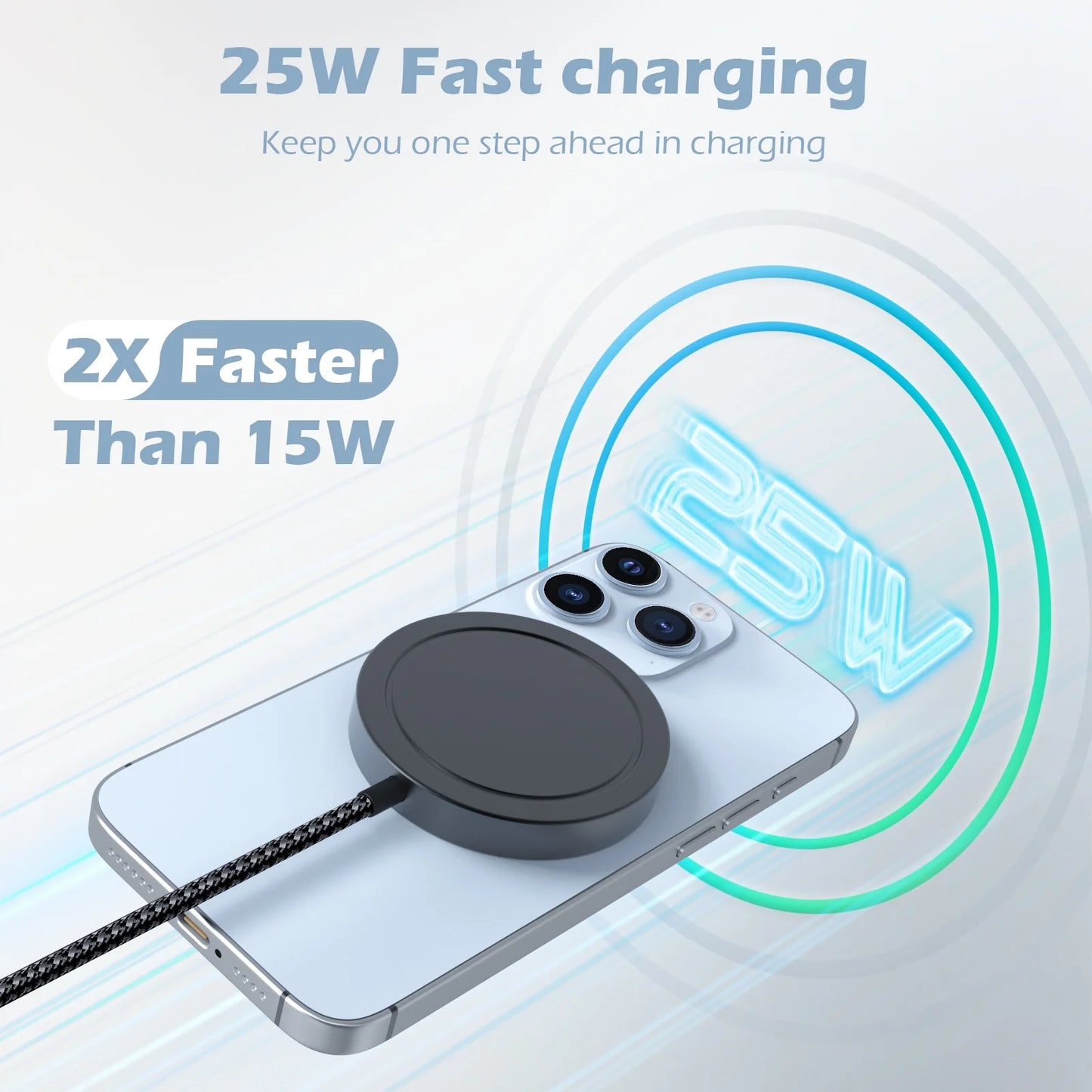Magnetic Wireless Charger Fast Charging Pad With Cable For iPhone
