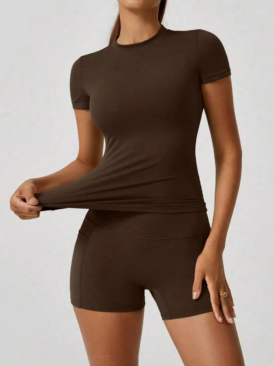 Women's Seamless High Waist Tummy Control Yoga Shorts Set