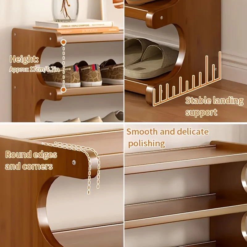 Premium Wood Grain Shoe Rack With Practical Multi Shelf Storage
