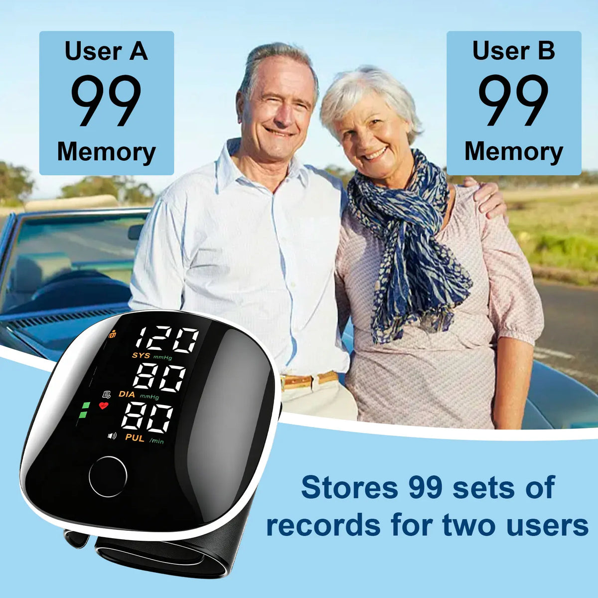 Rechargeable Wrist Blood Pressure Monitor With Voice And Heart Rate