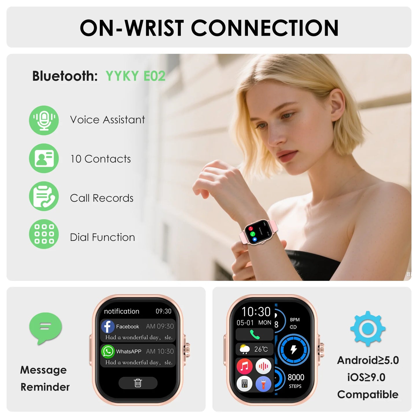 ECG PPG Smartwatch For Women With Blood Pressure Tracking