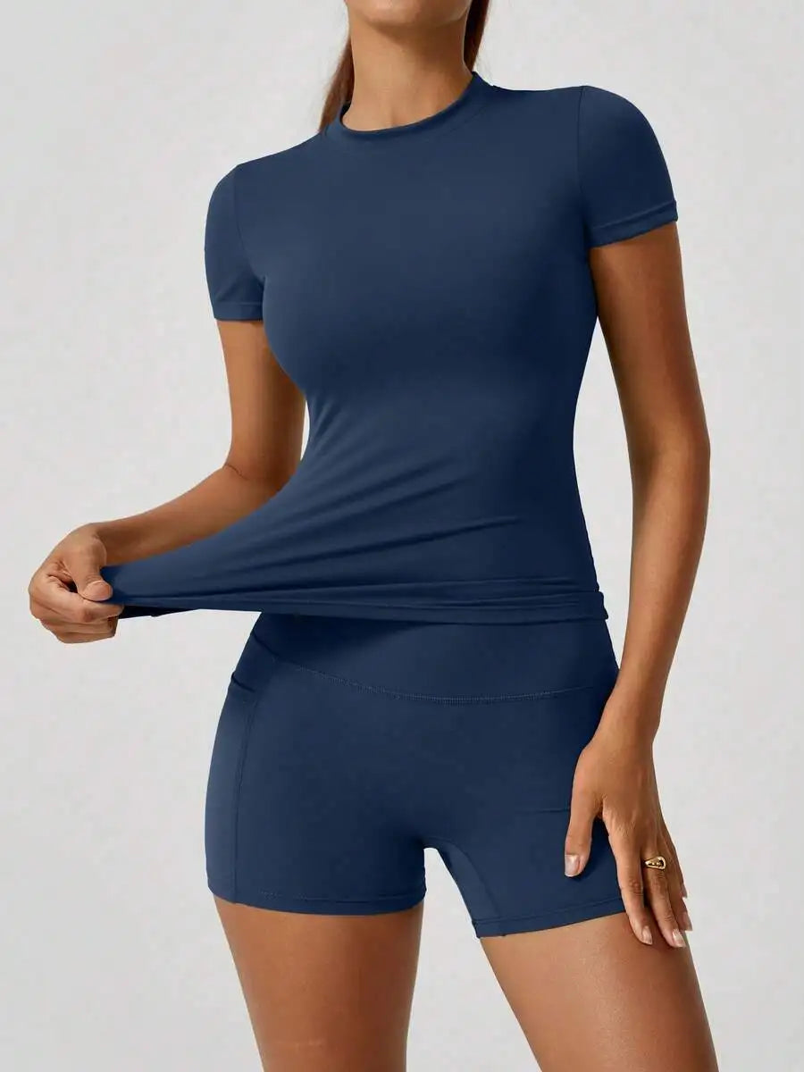 Women's Seamless High Waist Tummy Control Yoga Shorts Set