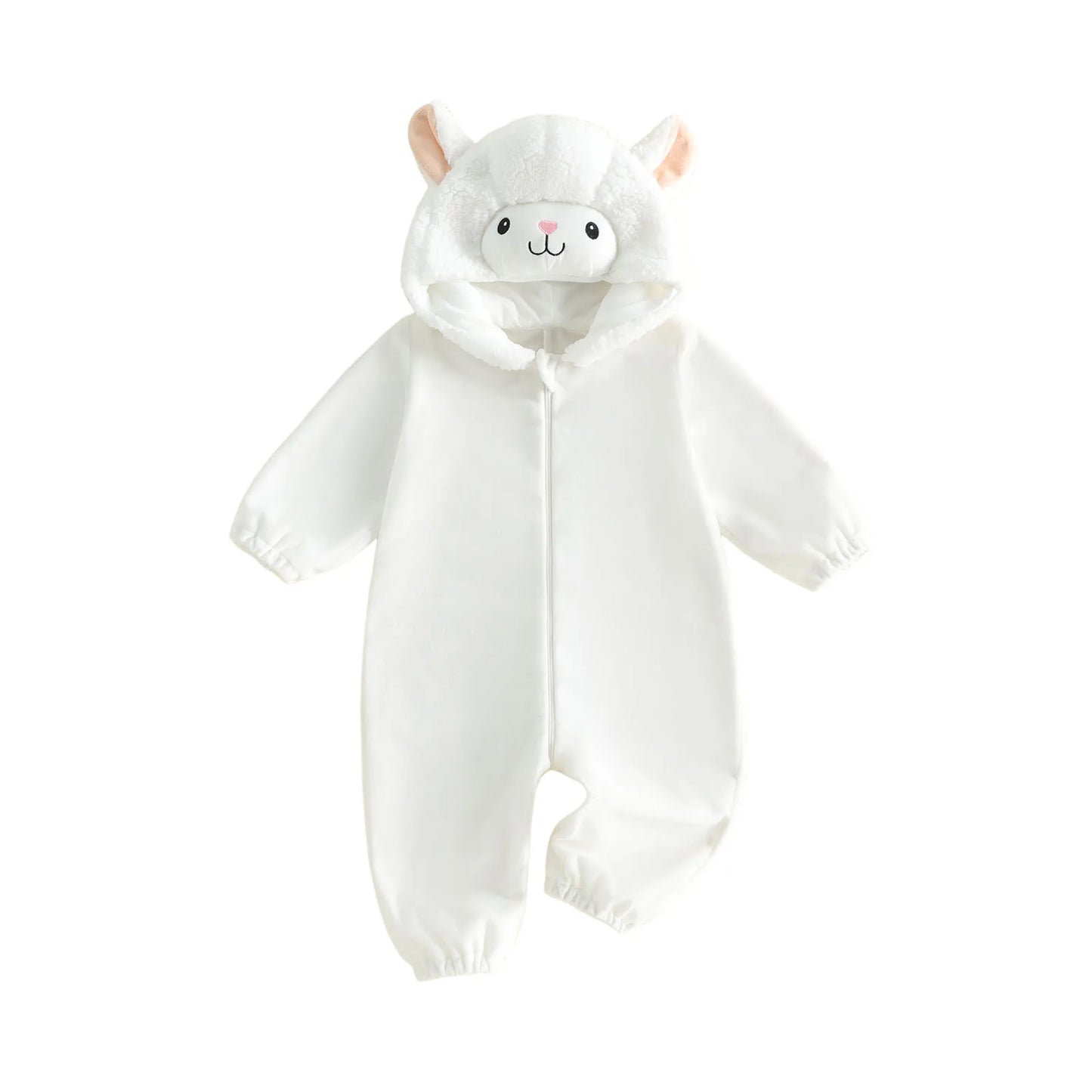 Pudcoco Infant Hooded Plush Romper Cartoon Animal Winter Jumpsuit