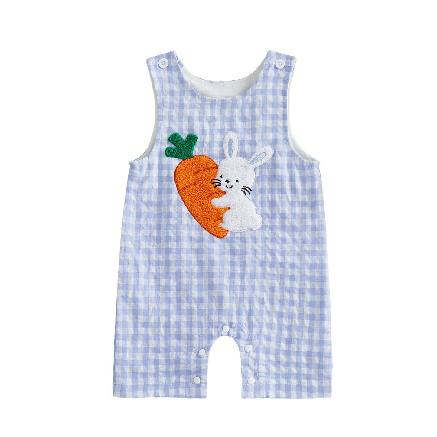 Cotton Polyester Baby Romper With Embroidery And Buttons